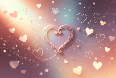 Glowing Pink Heart with Floating Hearts