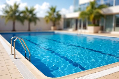 Blue Swimming Pool with Ladder