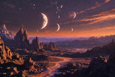 Alien Planet with Multiple Moons