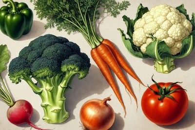 Fresh Broccoli Cauliflower Carrots Vegetables