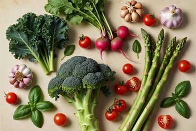 Fresh vegetables assortment on table