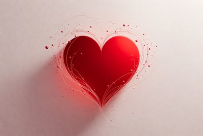Glowing Red Heart with Particles