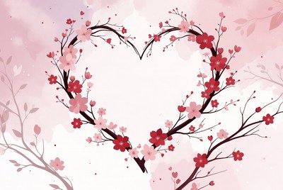 Cherry Blossom Heart Illustration