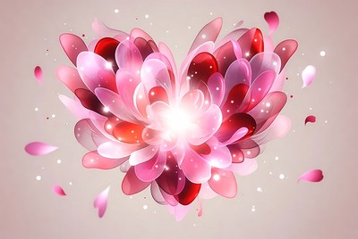 Glowing Pink Heart Flower Illustration