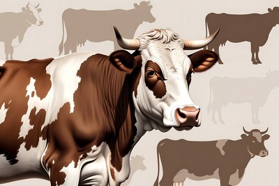 Holstein Cow with Shadow Silhouettes