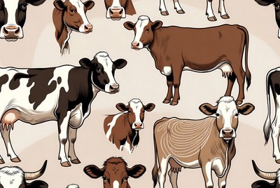 Holstein Cows Seamless Pattern Illustration