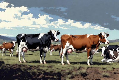 Herd of Holstein Cows in Pasture