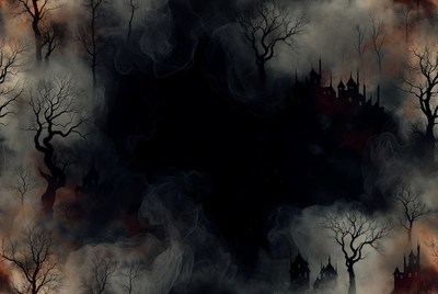 Haunted Castle in Foggy Forest