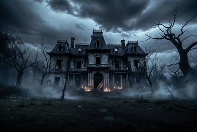 Haunted Mansion in Stormy Night