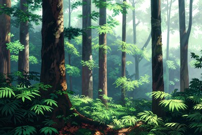 Lush Tropical Forest Illustration
