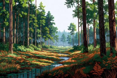 Forest Path with Stream