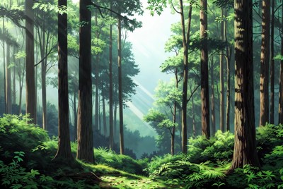 Sunlit Forest Path Illustration