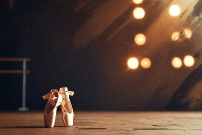Pink Ballet Slippers on Studio Floor