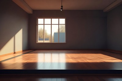 Empty room with wooden floor and window