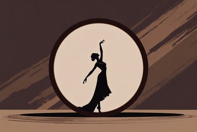 Silhouette woman dancing in circle