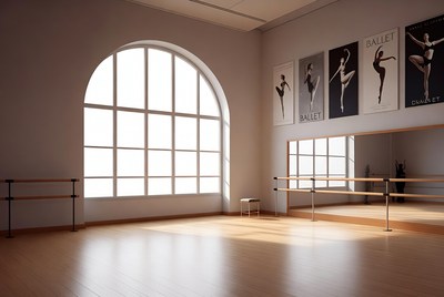 Empty Ballet Studio with Posters