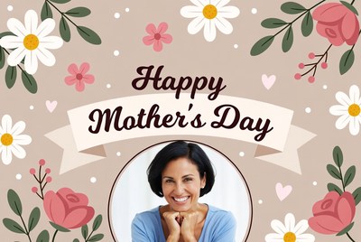 Happy Mother's Day Card with Smiling Woman