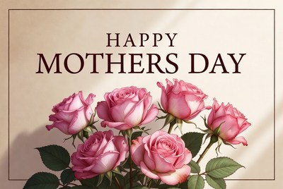 Pink Roses Happy Mothers Day Card