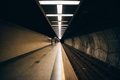 Empty subway platform tunnel