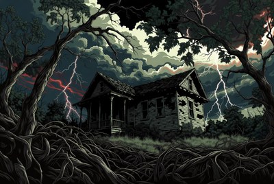 Haunted House in Stormy Night