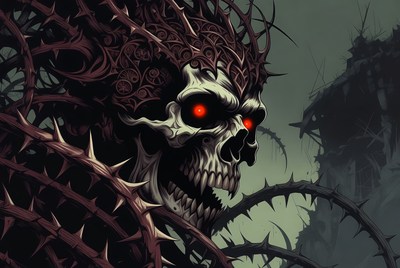 Demonic Skull with Thorns