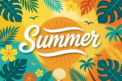 Summer Text with Tropical Palms