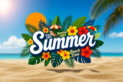 Tropical Summer Vibes Beach Graphic