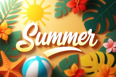 Summer Text with Beach Elements