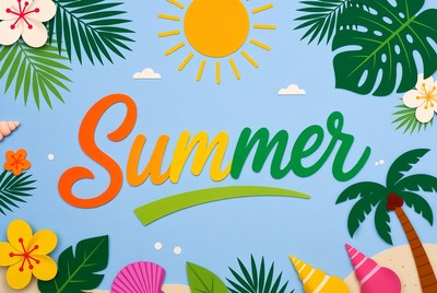 Summer Text with Tropical Elements