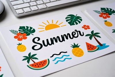 Summer Clipart Stickers on Desk