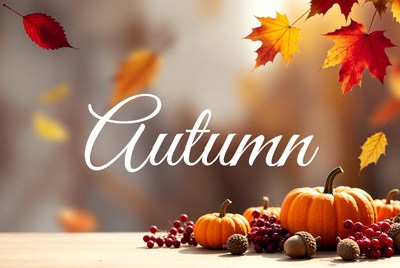 Autumn Pumpkins and Falling Leaves