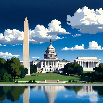 Washington DC Monuments Illustration