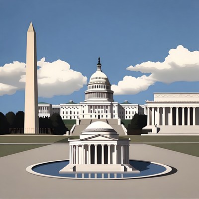Washington DC Monuments Illustration