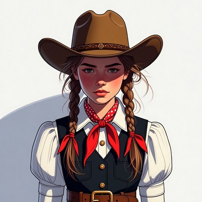 Cowgirl with braids and hat