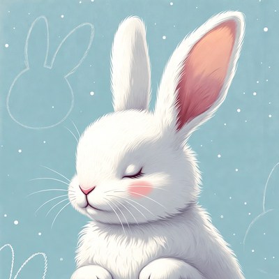 Cute sleeping white bunny illustration
