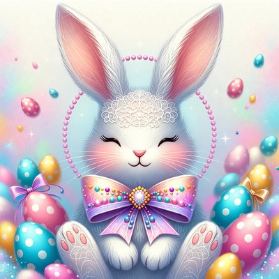 Cute Easter Bunny with Eggs