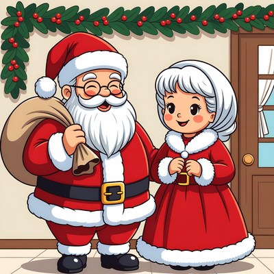 Santa Claus and Mrs. Claus illustration