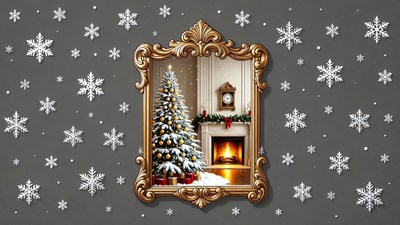 Christmas Tree in Ornate Frame