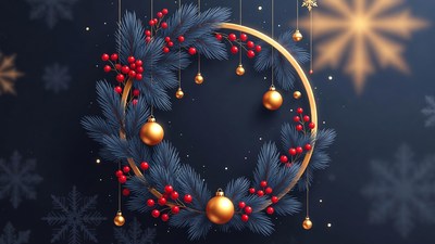 Christmas Wreath with Gold Ornaments