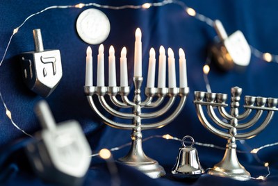 Hanukkah Menorah Dreidels Silver Coins