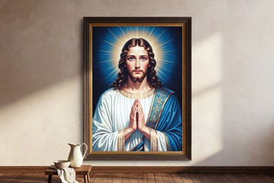 Jesus Christ Praying in Framed Portrait