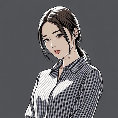 Anime girl in plaid shirt
