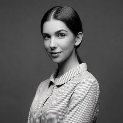 Woman in checkered shirt profile
