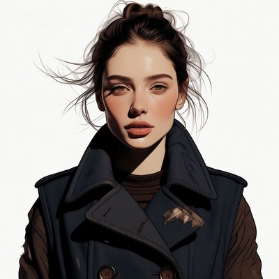 Woman in navy coat portrait