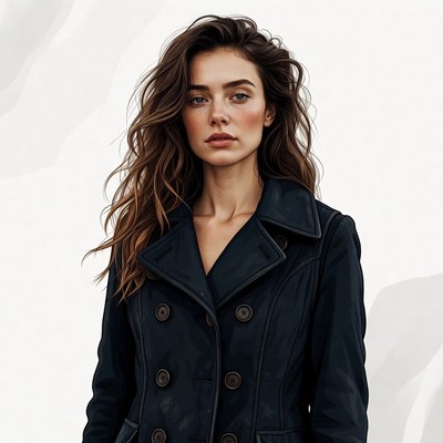 Woman in black trench coat