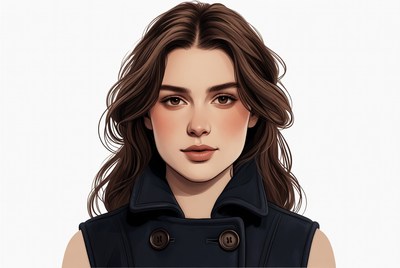 Beautiful woman in dark vest