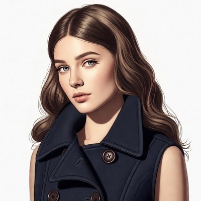 Woman in navy vest with brown hair