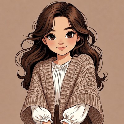 Anime girl in beige cardigan