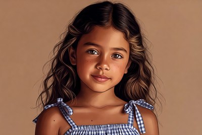 Portrait of girl in checkered dress