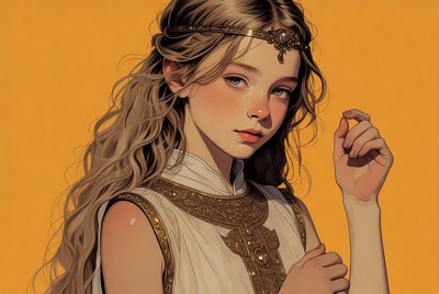 Beautiful woman in gold dress